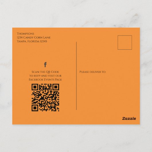 Halloween Trick or treat Cute Social Media QR Code Briefkaart (Achterkant)