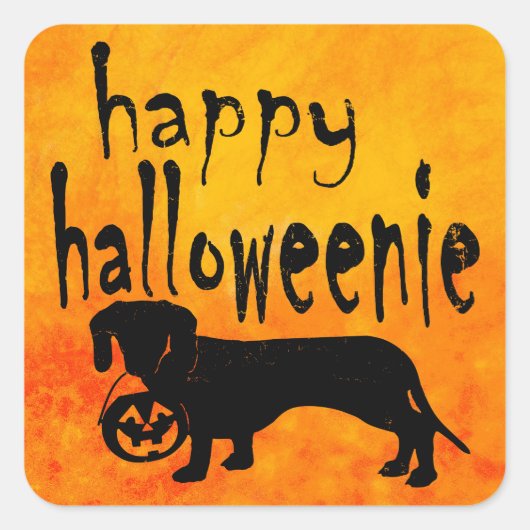 Halloween Trick or treat Dachshund Vierkante Sticker (Voorkant)