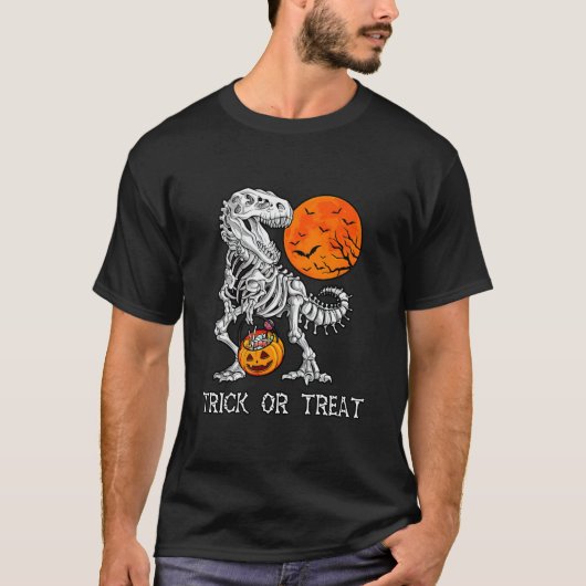 Halloween Trick or treat Dinosaur Skeleton rex T-shirt (Voorkant)