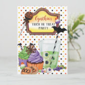 Halloween Trick or Treat Feest Kaart (Staand voorkant)