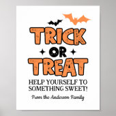 Halloween Trick or treat Feest Tafel Teken Poster (Voorkant)