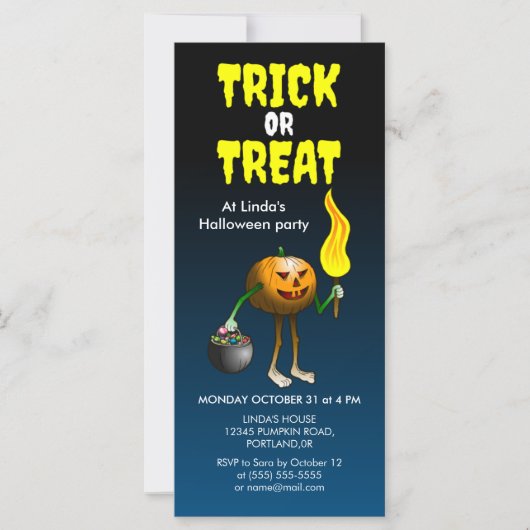 Halloween Trick or Treat feest uitnodiging (Voorkant)