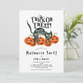 Halloween trick or treat feestuitnodiging kaart (Staand voorkant)