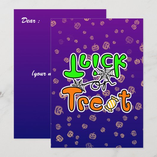 Halloween Trick or treat Flat Kaart (Voorkant / Achterkant)