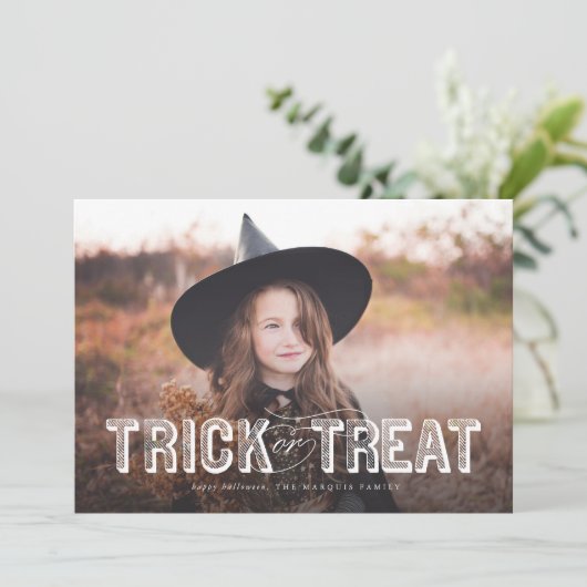 Halloween Trick or treat-fotokaart Kaart (Staand voorkant)