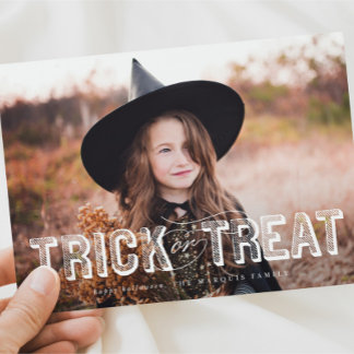 Halloween Trick or treat-fotokaart Kaart