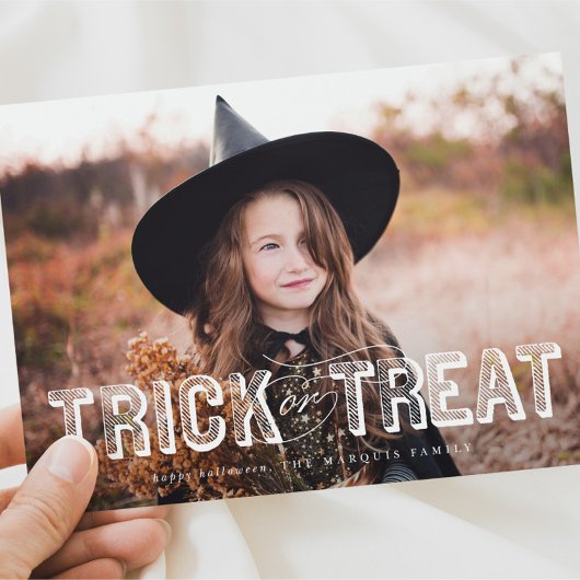 Halloween Trick or treat-fotokaart Kaart