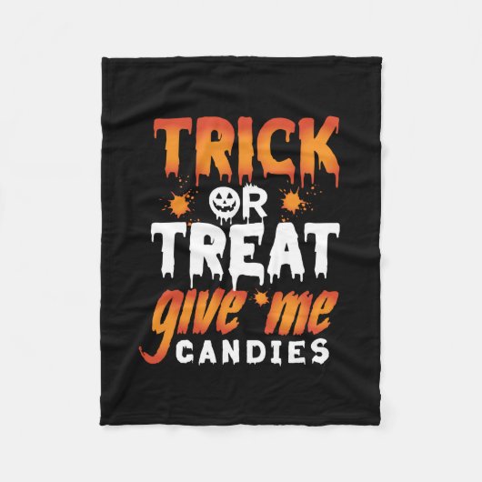 Halloween Trick or treat Geef me Snoepjes Fleece Deken (Voorkant)