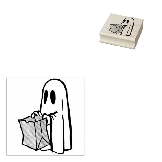 Halloween trick or treat geest rubberstempel (Gestempeld)