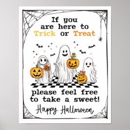 Halloween Trick or treat geesten porch snoep teken Poster