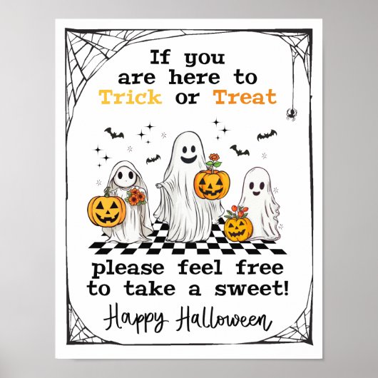 Halloween Trick or treat geesten porch snoep teken Poster (Voorkant)