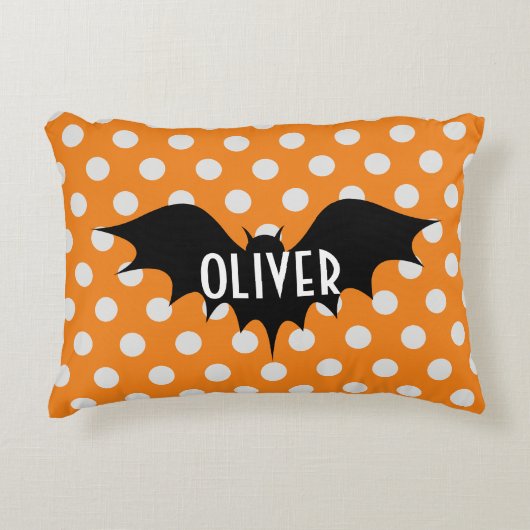 Halloween trick or treat gepersonaliseerd monogram accent kussen (Voorkant)
