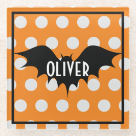 Halloween trick or treat gepersonaliseerd monogram glazen onderzetter