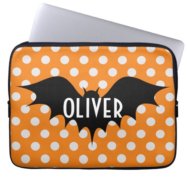 Halloween trick or treat gepersonaliseerd monogram laptop sleeve (Voorkant)