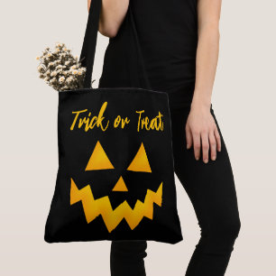 Halloween Trick or treat Ggloeiende pompoen Face Tote Bag