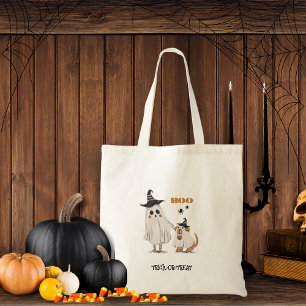 Halloween Trick or treat Ghost Dog Gepersonaliseer Tote Bag