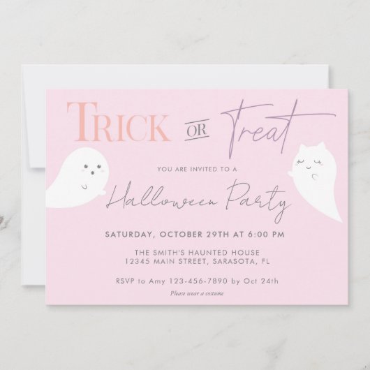 Halloween Trick or treat Ghost Kaart (Voorkant)