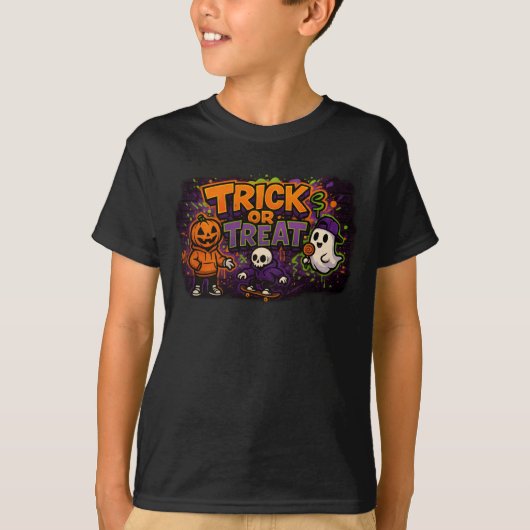 Halloween Trick or treat Graffiti Kleding Unisex T-shirt (Voorkant)