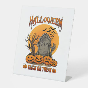 Halloween Trick Or Treat Grafsteen Zombie Handen P Reclamebord Met Voetstuk