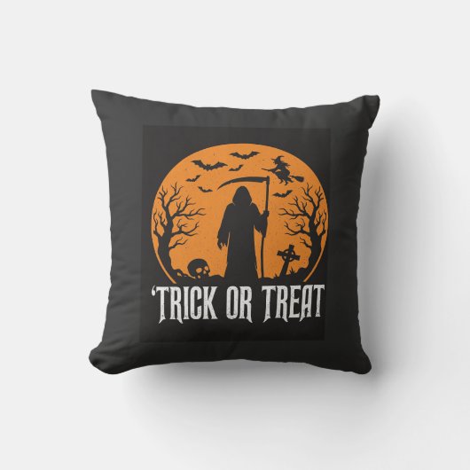 Halloween Trick or Treat Grim Reaper Ontwerp_1 Kussen (Voorkant)