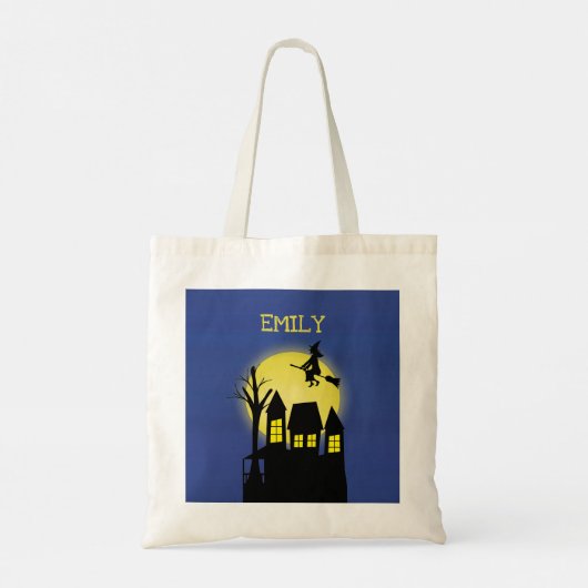 Halloween Trick or treat Haunted House Witch Moon Tote Bag (Achterkant)