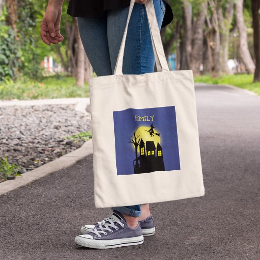 Halloween Trick or treat Haunted House Witch Moon Tote Bag