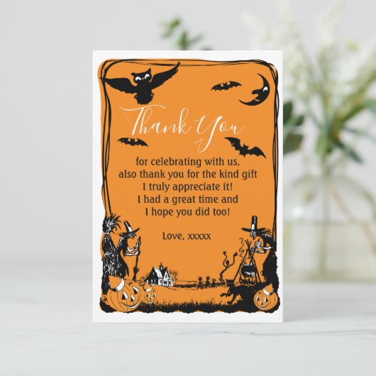 Halloween, Trick or treat, herfst, dank u wel Kaart (Staand voorkant)