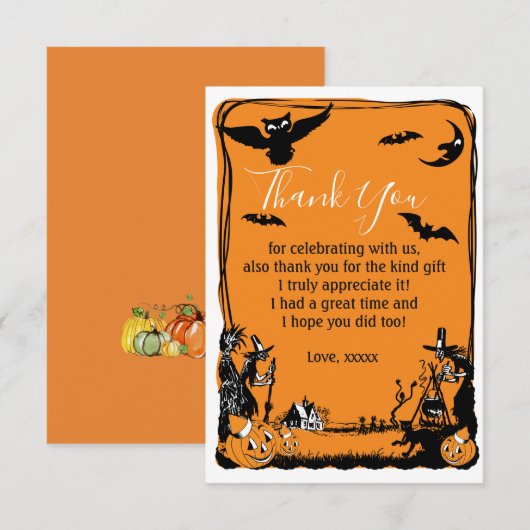 Halloween, Trick or treat, herfst, dank u wel Kaart (Voorkant / Achterkant)