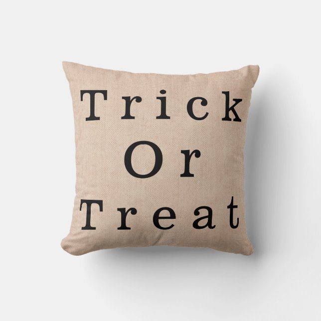 Halloween Trick or treat Herfst Decor Burlap Kussen (Voorkant)