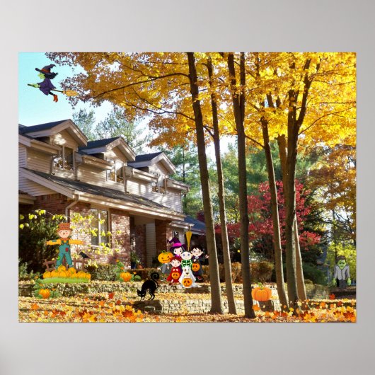 Halloween Trick or treat Herfst Pumpkins Collage Poster (Voorkant)