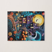 Halloween Trick or treat huizen Legpuzzel (Horizontaal)