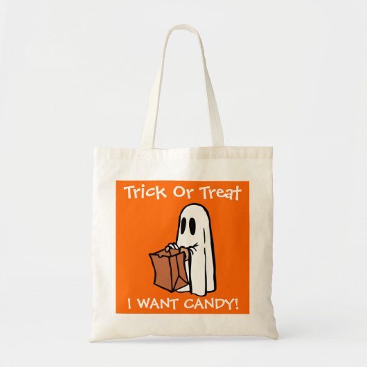 Halloween Trick or treat Ik wil Snoep Ghost Tote Bag (Voorkant)