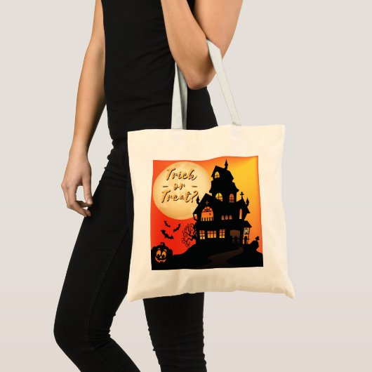 Halloween-Trick or treat in haunted House Tote Bag (Voorkant (product))