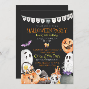 Halloween Trick or treat Invitation Kaart