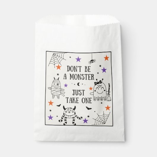 Halloween Trick or treat is geen monster snoep Bedankzakje (Voorkant)