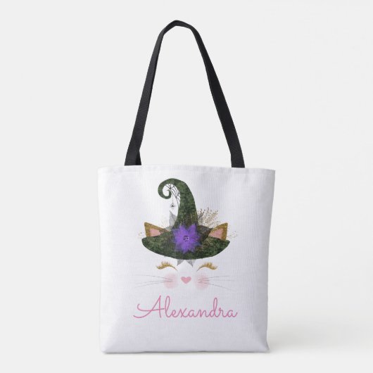 Halloween Trick or treat Kat Heks Monogram Tote Bag (Achterkant)