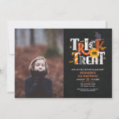 Halloween Trick or treat Kind Foto Birthday Party Kaart (Voorkant)