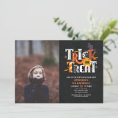 Halloween Trick or treat Kind Foto Birthday Party Kaart (Staand voorkant)
