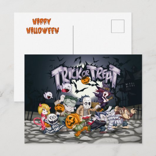 Halloween Trick or treat Kinderen Briefkaart (Voorkant / Achterkant)