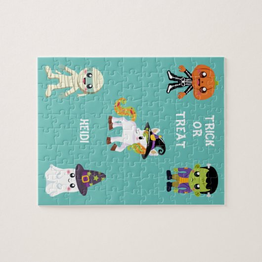 HALLOWEEN "TRICK OR TREAT KINDEREN GEPUBLICEERD LEGPUZZEL (Horizontaal)