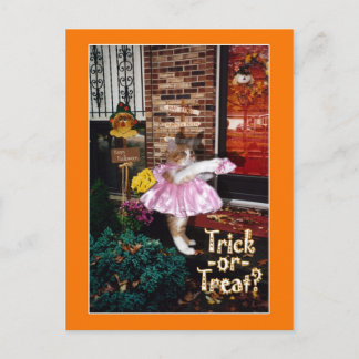 Halloween Trick-or-Treat Kitty Ansichtkaart Briefkaart
