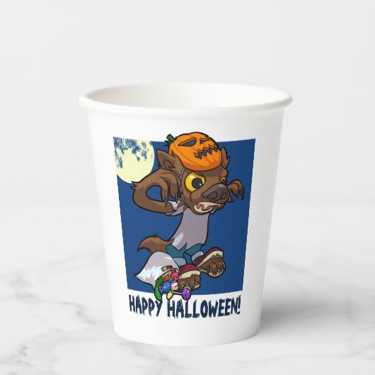 Halloween Trick or treat Little Cartoon Werewolf Papieren Bekers (Voorkant)