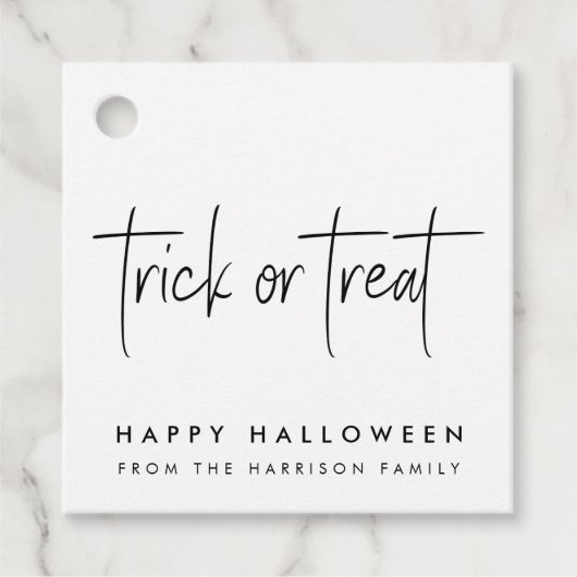 Halloween Trick or treat | Minimalistisch eenvoudi Bedankjes Labels (Voorkant)