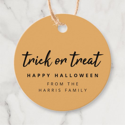 Halloween Trick or treat | Modern Stijlvol Sinaasa Bedankjes Labels (Voorkant)
