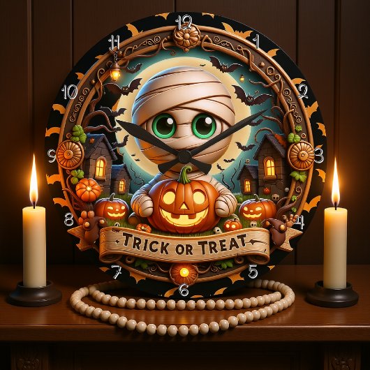 Halloween Trick or treat Mummy Grote Klok