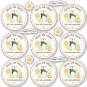 Halloween Trick or treat naam Ghost Kiss Cut Sticker (Voorkant)