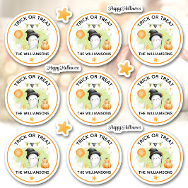 Halloween Trick or treat naam Ghost Kiss Cut Sticker