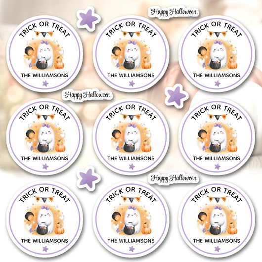 Halloween Trick or treat Naam Meisje Kus Cut Sticker