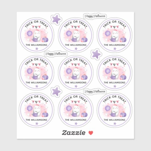 Halloween Trick or treat naam roze kus cut Sticker (Vel)