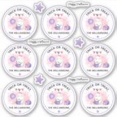Halloween Trick or treat naam roze kus cut Sticker (Voorkant)